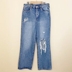 Blank NYC NWT The Franklin Ribcage Wide Leg Light Wash Distressed Jeans 28